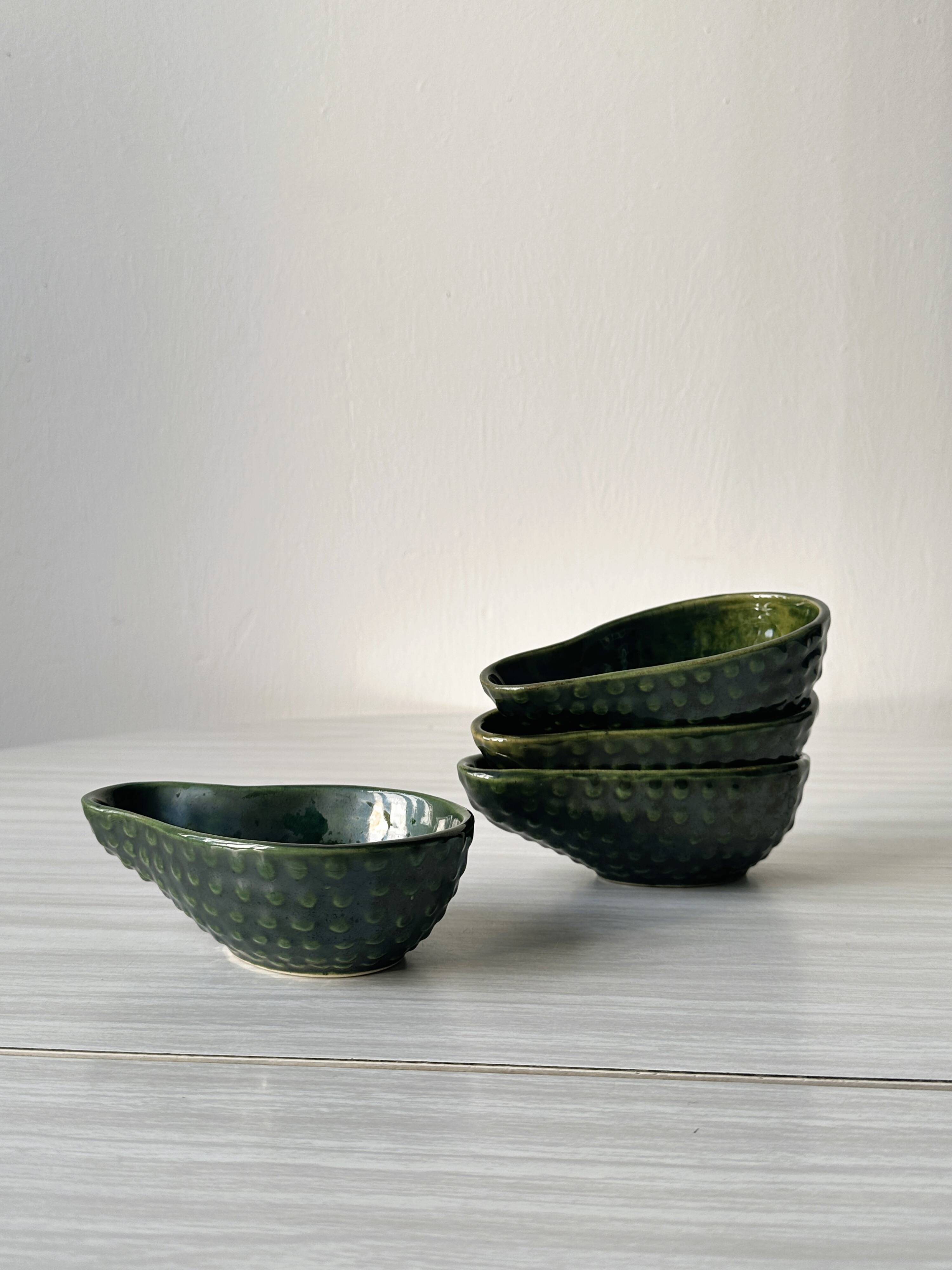 Green ceramic avocado ramekins