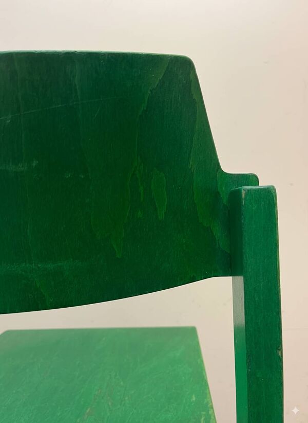 Chaise scandinave par Rainer Schell teintée verte