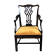 English mahogany armchair covered with velvet mustard color XIX eme