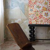 Hand-carved rustic African tribal folding chair, Wabi Sabi, 1970s