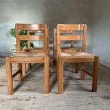 Vintage elm and straw chairs Maison Regain