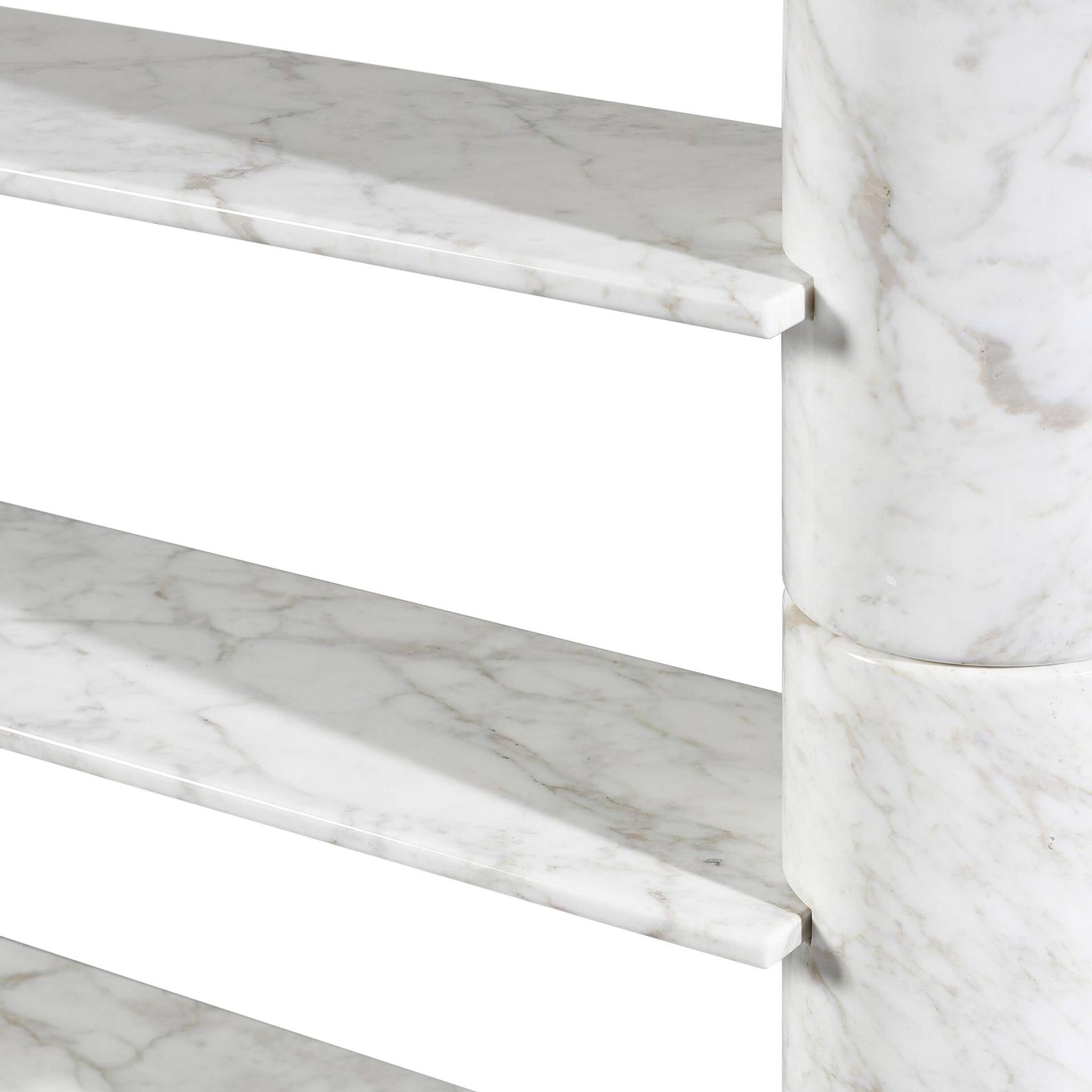 Loico Library by Angelo Mangiarotti in white Carrara marble, mid-20th century Italian.