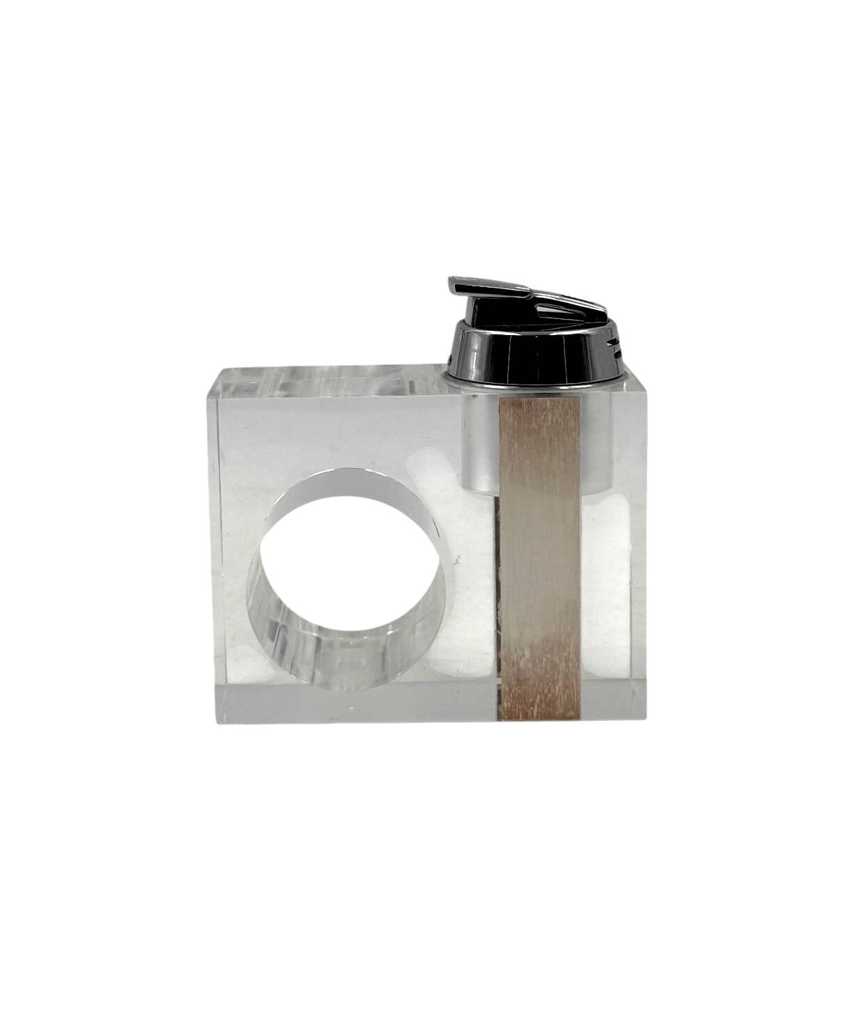Space age clear lucite table lighter, Italy 1970s