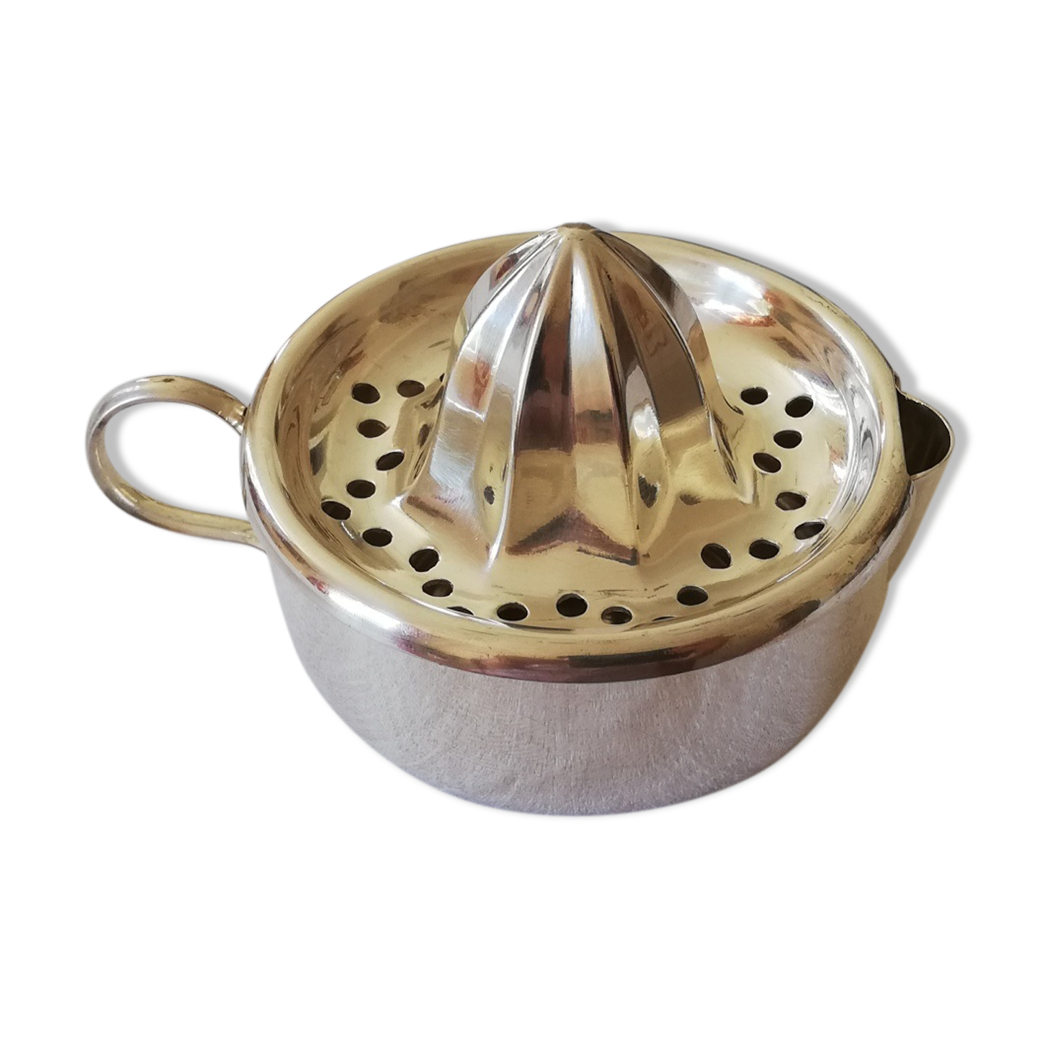 Silver metal citrus press Christofle