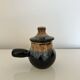 Blue flamed and black condiment pot