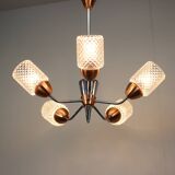 Lustre en verre et chrome Drukov Brno, Tchécoslovaquie, années 1970