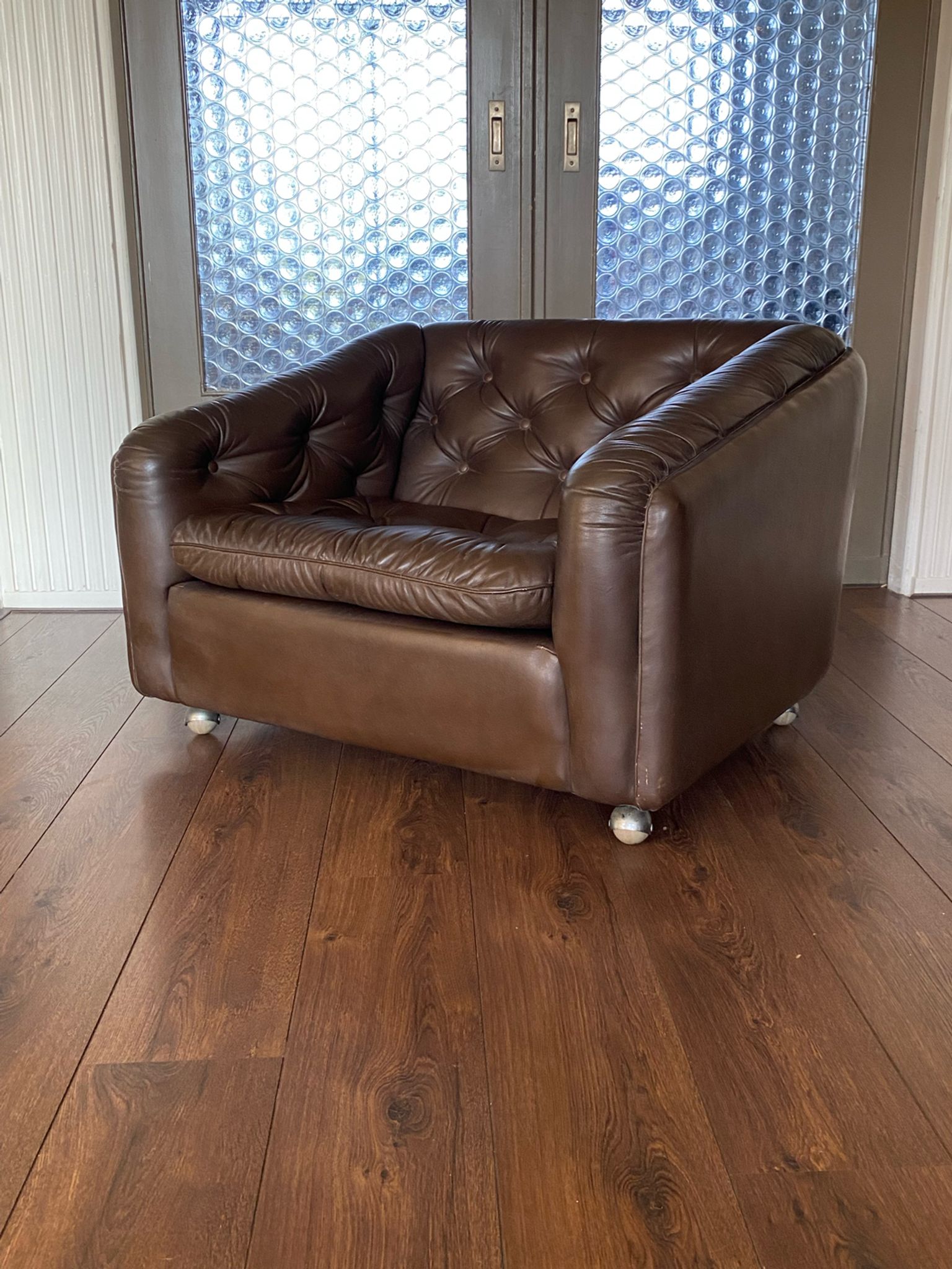 Vintage leather armchair C610 by Geoffrey Harcourt for Artifort, 1960s