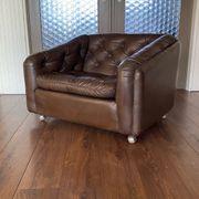 Vintage leather armchair C610 by Geoffrey Harcourt for Artifort, 1960s