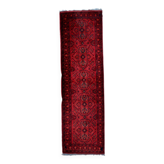 Tapis vintage afghan Ersari fait main en laine – 84 x 296 cm – Années 1970
