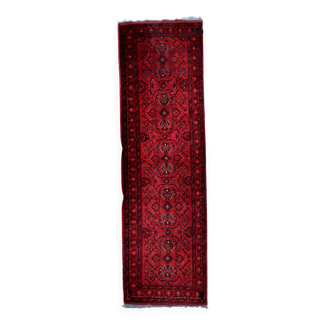 Tapis vintage afghan Ersari fait main en laine – 84 x 296 cm – Années 1970