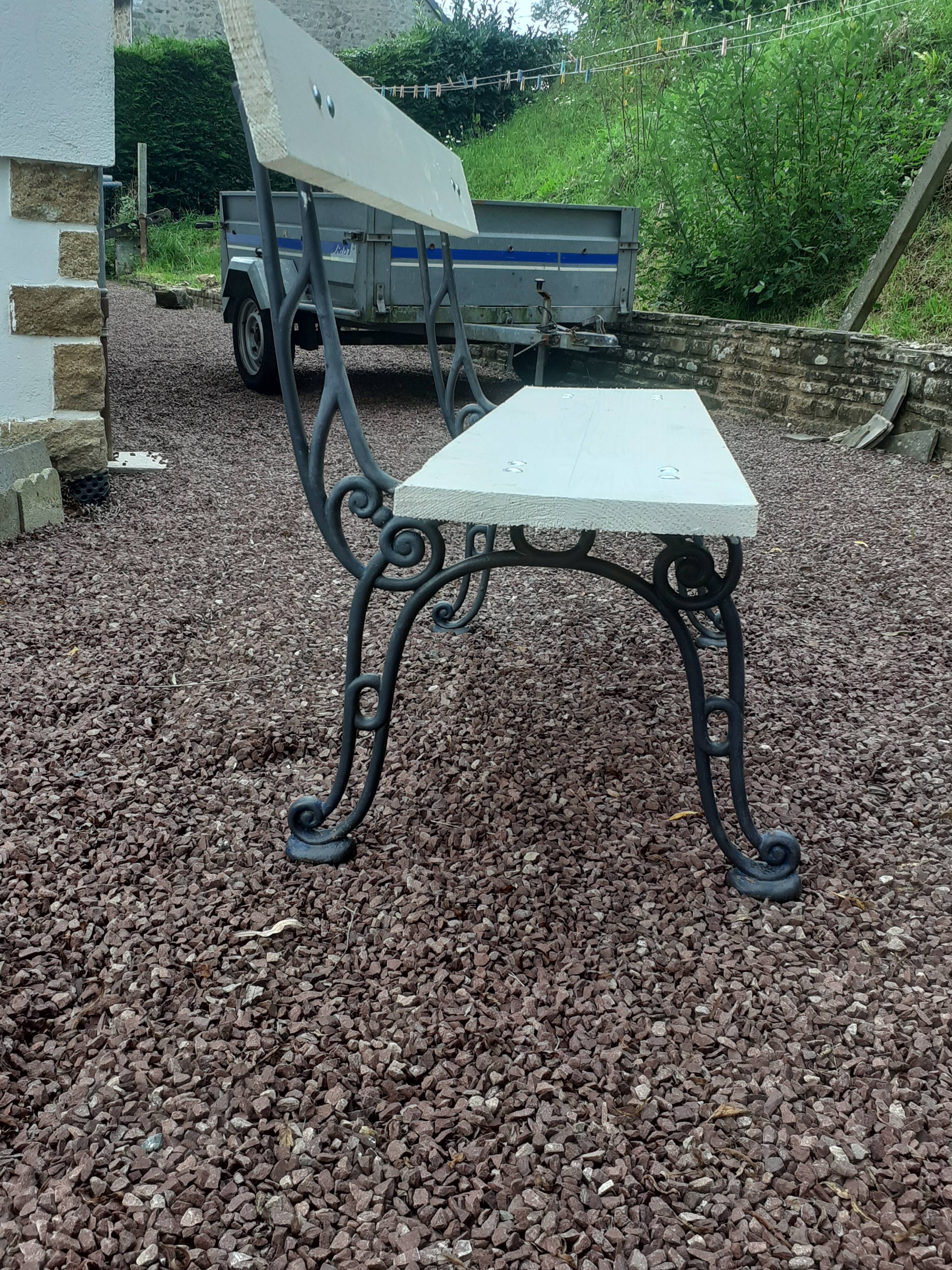 Garden bench with old cast-cast-or-cast-or-cast foot
