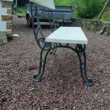 Garden bench with old cast-cast-or-cast-or-cast foot