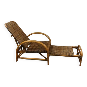 Two tone rattan deck chair 1950-60’s