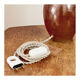 Lampe grès et jute tissée écrue