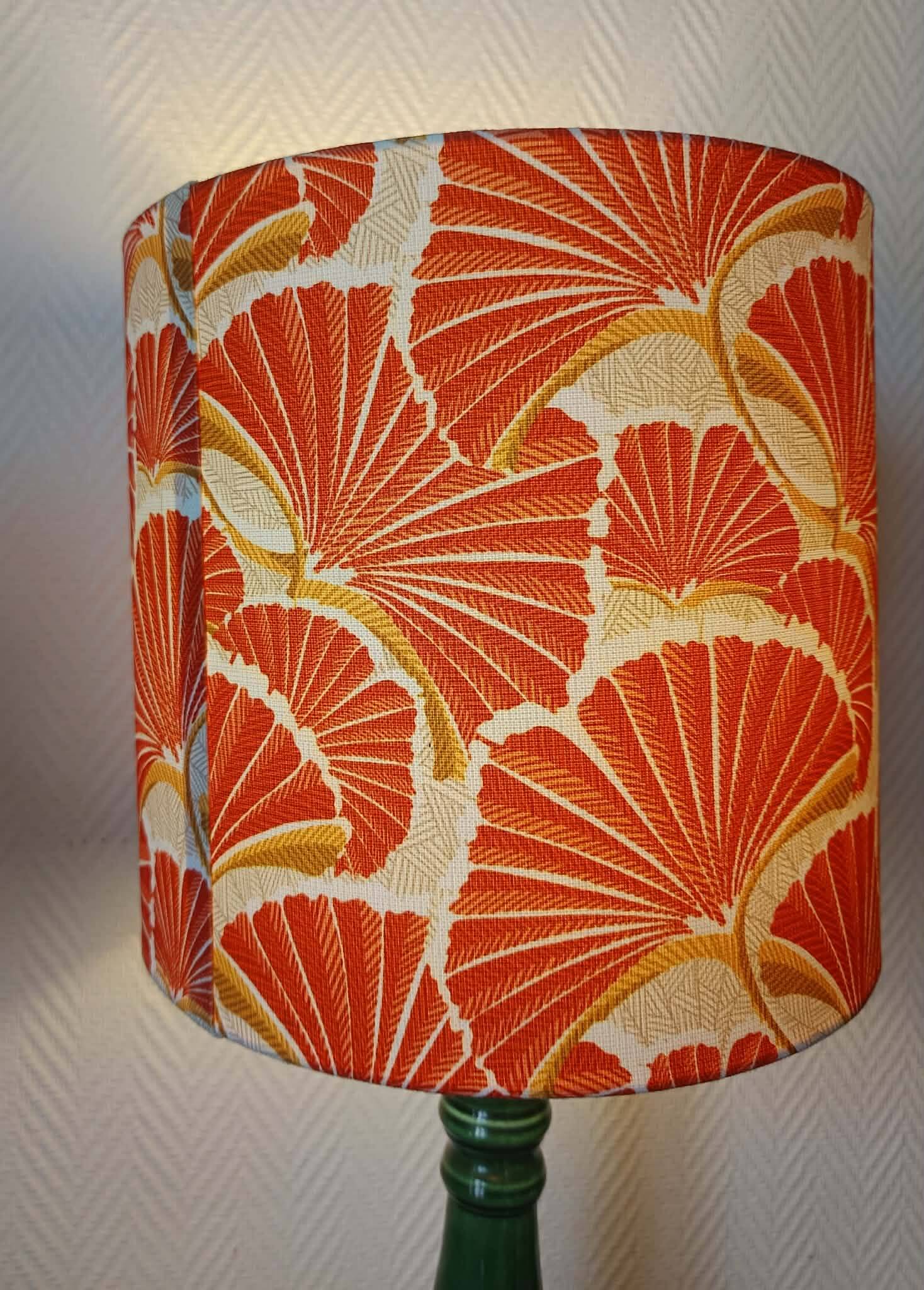 Vintage green ceramic lamp with custom shade