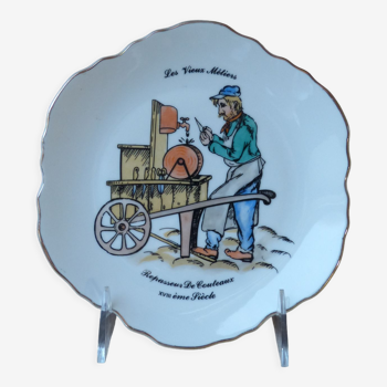 Decorative plate the old trades Knife ironer in the eighteenth century, small craft Paris
