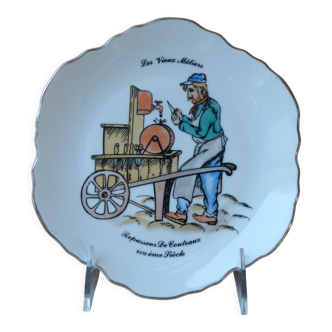 Decorative plate the old trades Knife ironer in the eighteenth century, small craft Paris