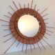 Wicker sun mirror 36 cm/ vintage 60s-70s
