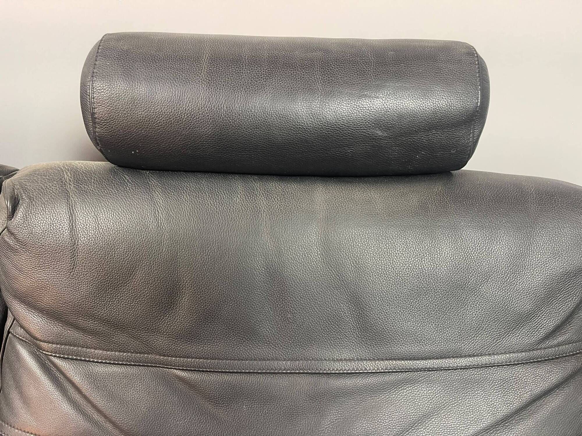 Black Leather Ake Fribytter “Kroken” Two-Seater Sofa for Nelo Möbel. Sweden