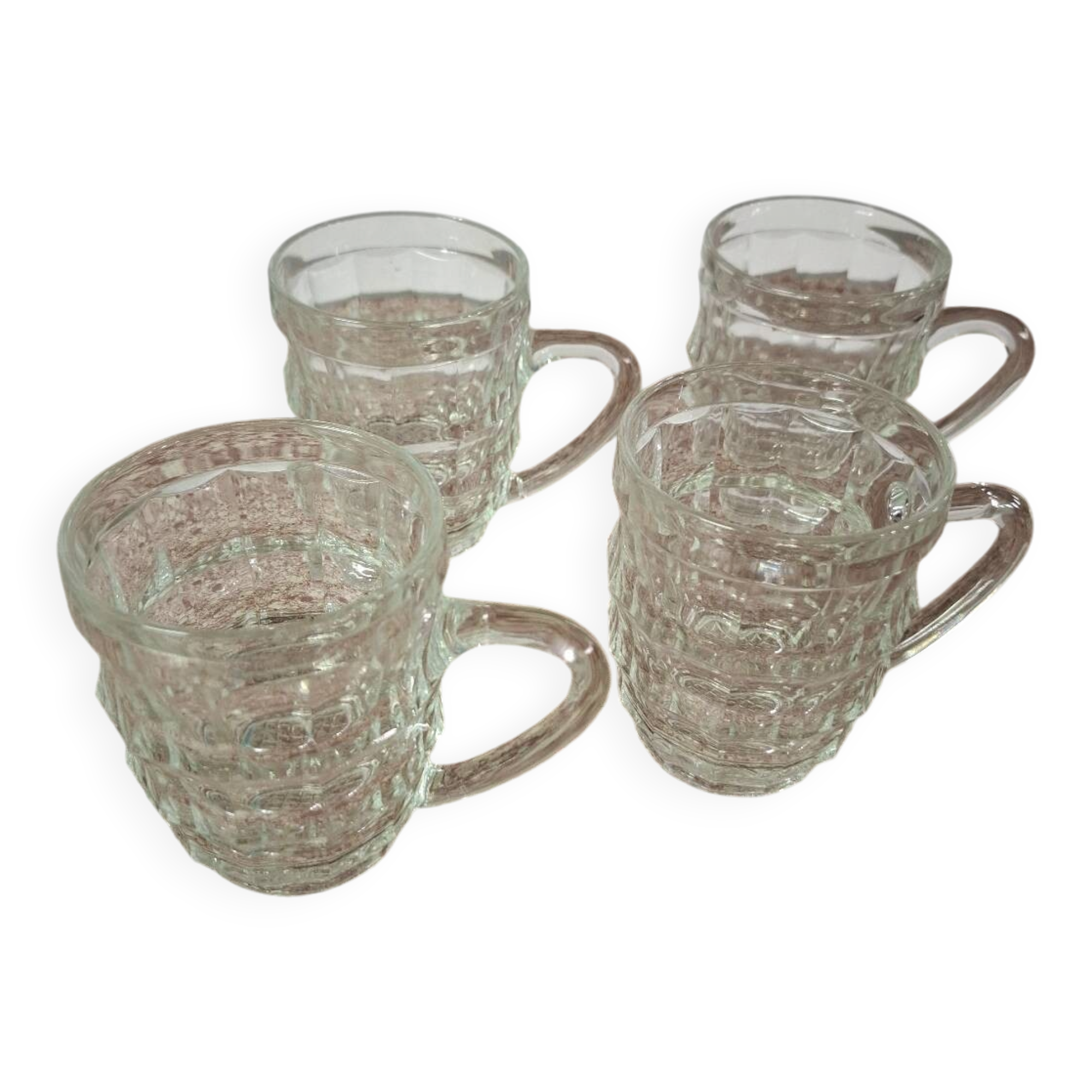 Set of four glass mugs