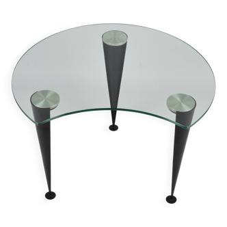 Vintage Coffee Table in Glass and Metal, 1980s