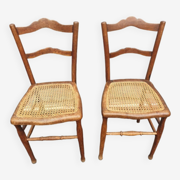Paire chaises cannées d'estaminet XIXème