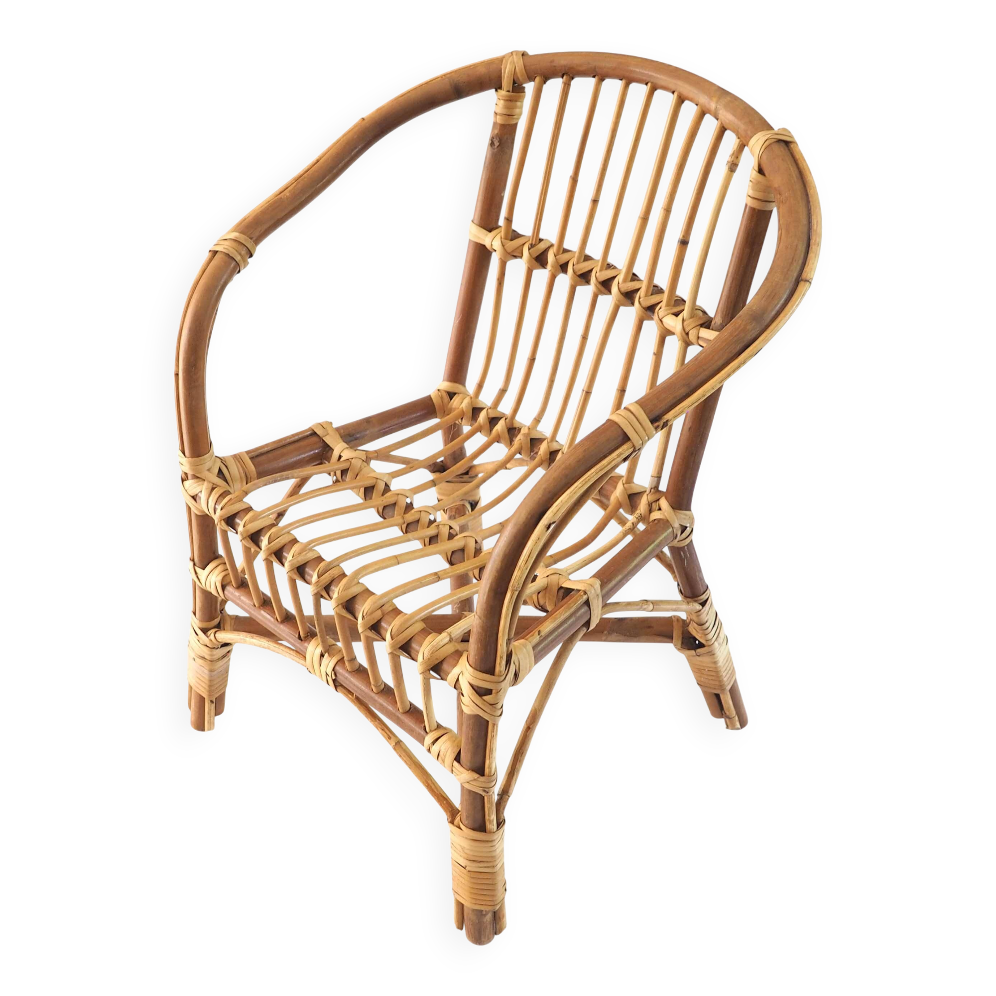 Two-tone rattan children's armchair