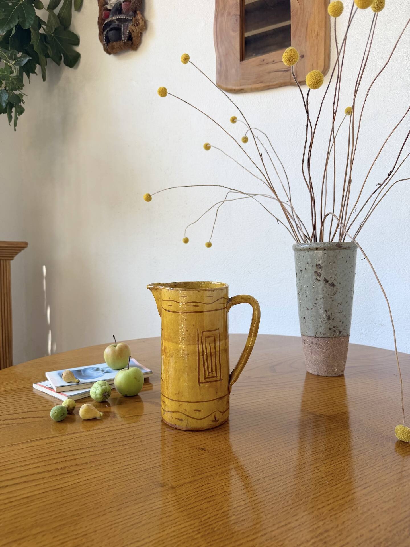 Vintage yellow glazed stoneware jug