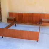 With suspended nightstands vintage teak bed