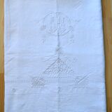 Flat sheet old wire, embroidered & monogrammed AC