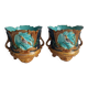 Pair of antique cache-pots in majolica – Art Nouveau 19th century