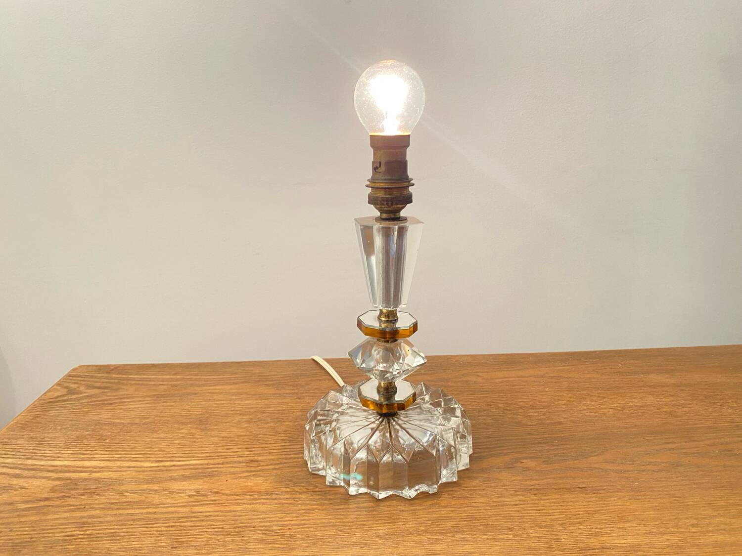 Art deco crystal blade base Val St Lambert Belgium glass & mirror