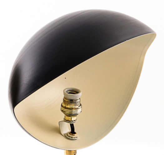 Sculptural wall lamp in brass and black metal 60 's