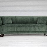 Années 1960, design danois, canapé 3 places "Banana" refait à neuf, velours vintage.