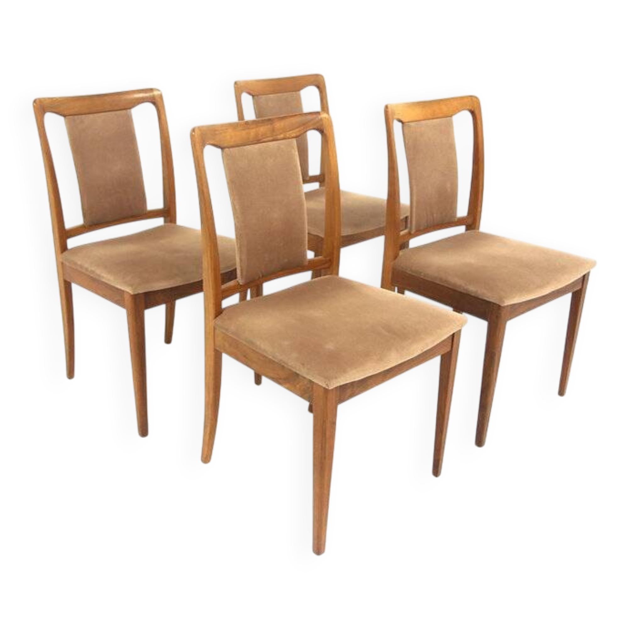 Set of 4 Scandinavian walnut chairs, Sweden, 1960.