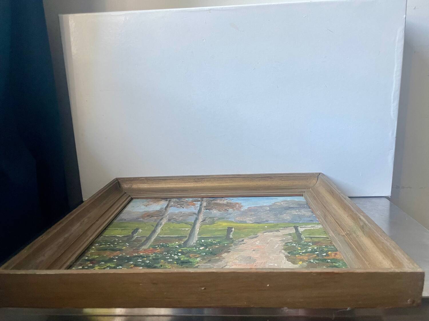 Vintage Landscape oil on canvas With Wooden frame