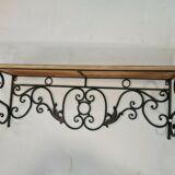 Wrought iron and wood wall shelf