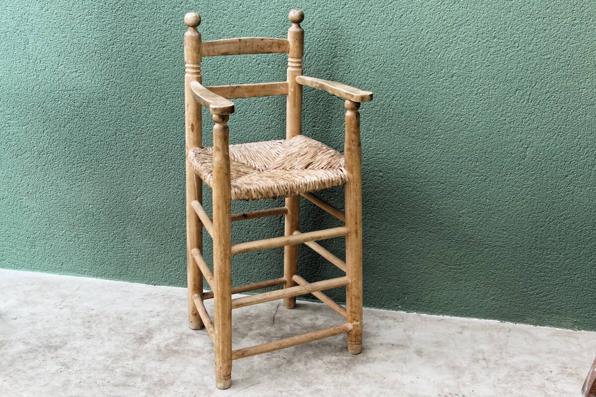 High straw chair for children