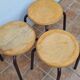 3 vintage stackable stools in wood and metal, industrial style, 45 cm