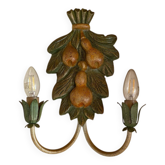 Vintage pear motif wall lamp from the 1970s