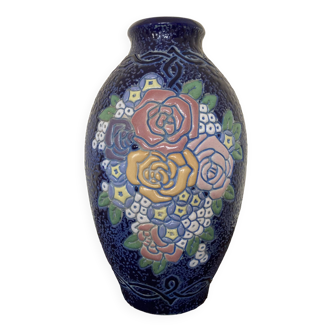 Art Deco cloisonné ceramic vase "Flowers" H27cm