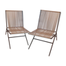 Seated metal and rope backs armchairs