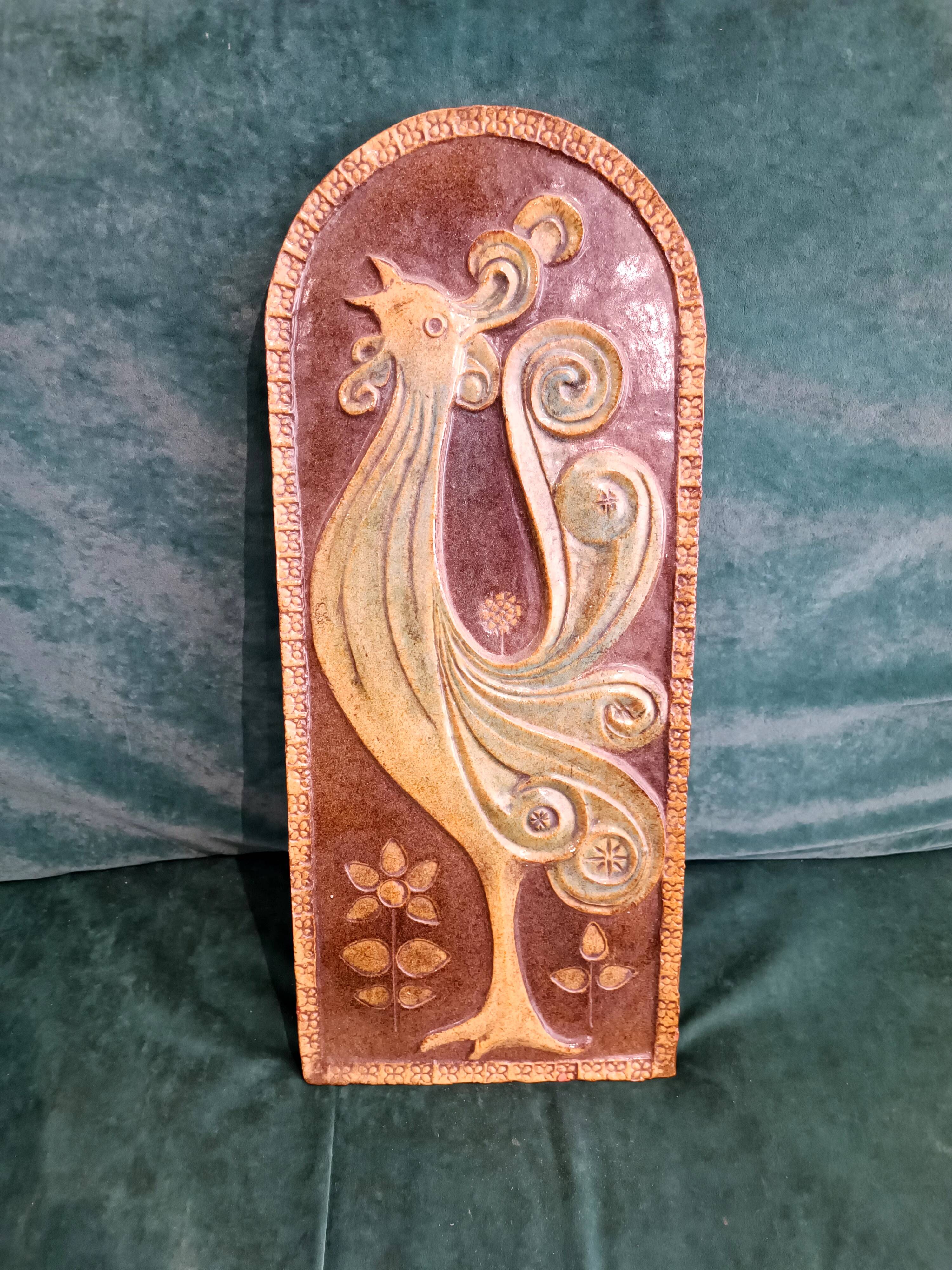 Art pottery with a rooster