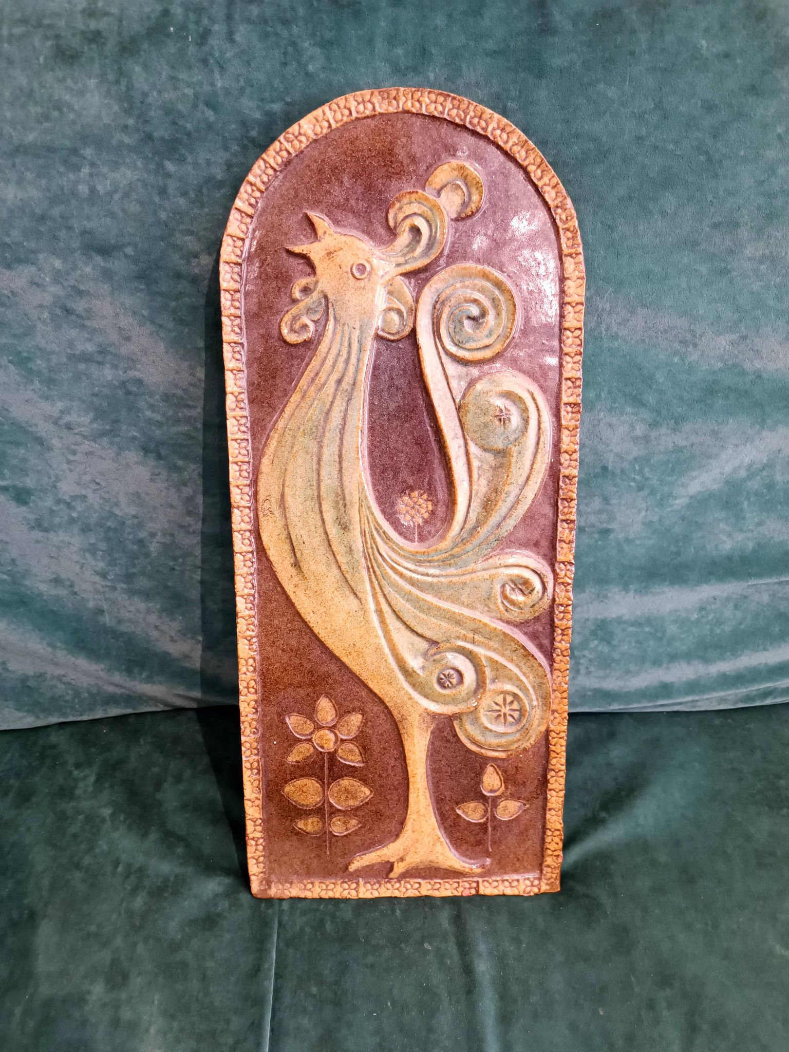 Art pottery with a rooster