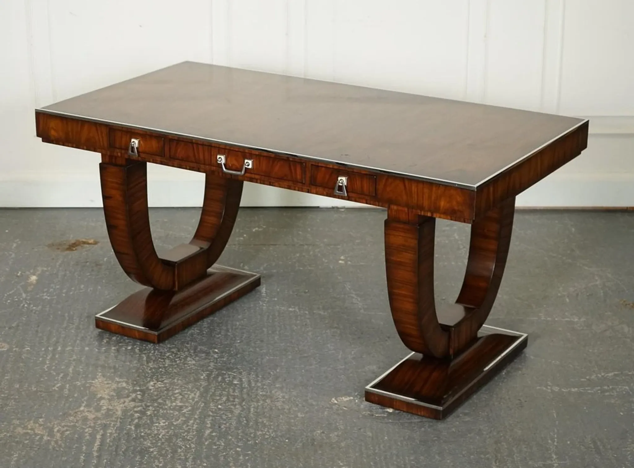 Double-Faced Drawer Desk Art Deco by Theodore Alexander