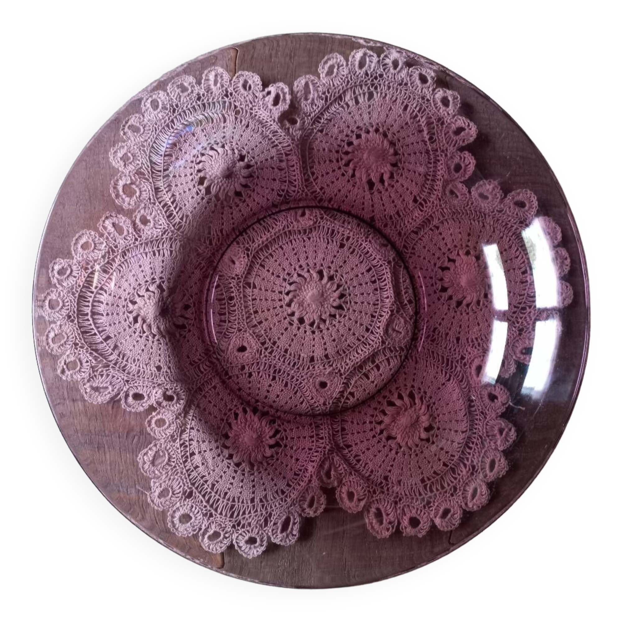 Round dish in Véréco amethyst glass
