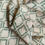 Set of 4 block-print towels with green stripes