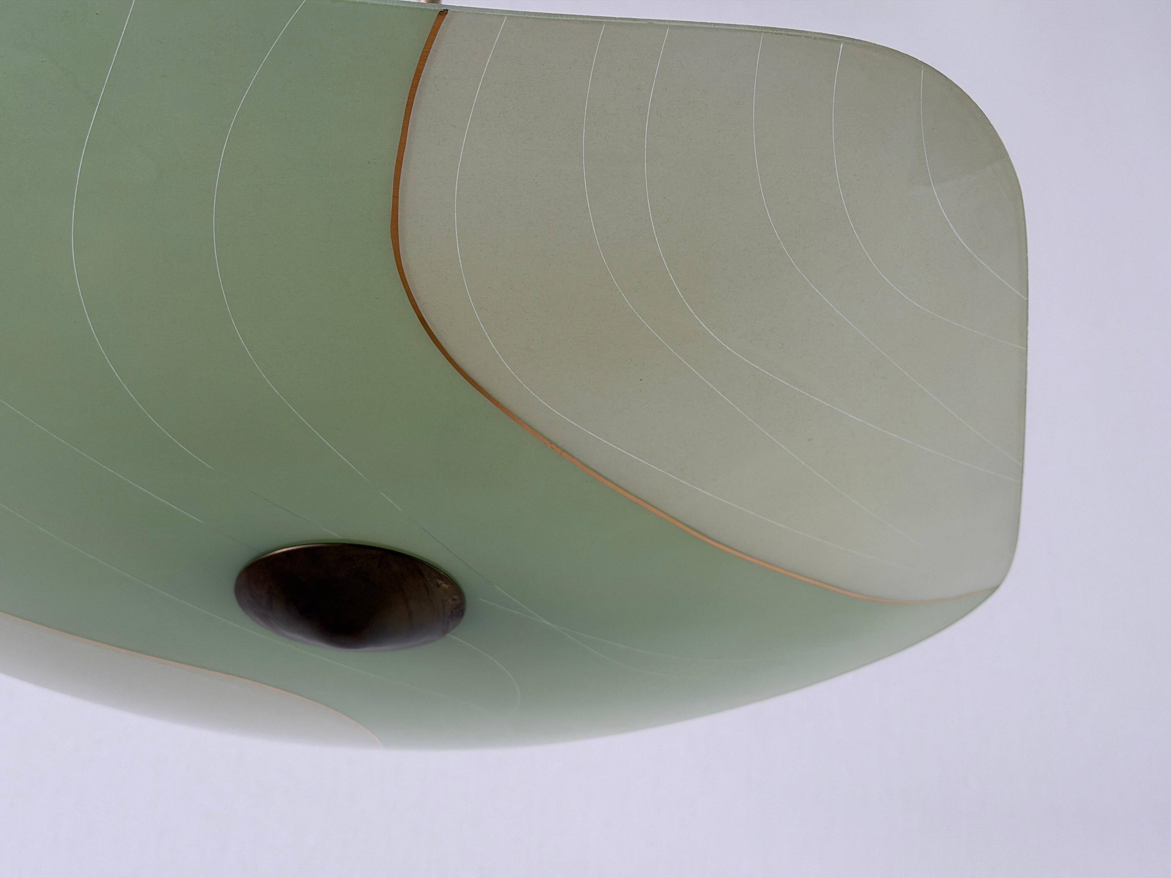 Art Deco pentagonal green glass ceiling light, 1940s, Germany
