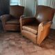 Paire de fauteuils club cuir