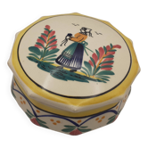 HB Quimper / Ceramic candy box / Hand-painted Breton character